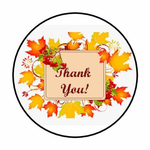 Fall Leaves Thank You Envelope Seals Labels 48 Stickers 1.2" Round
