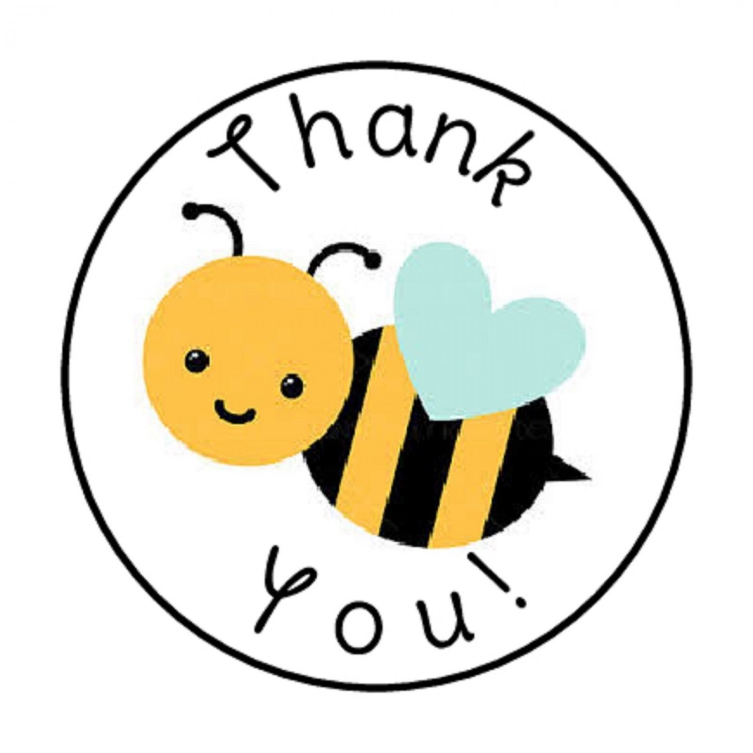 Thank You Bumble Bee Envelope Seals Labels 48 Stickers 1.2" Round