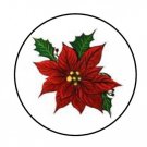 Christmas Poinsettia Envelope Seals Labels 48 Stickers 1.2" Round