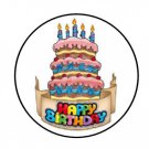 Happy Birthday Cake Party Envelope Seals Labels 48 Stickers 1.2" Round