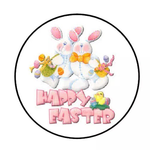Cute Happy Easter Bunnies Envelope Seals Labels 48 Stickers 1.2" Round