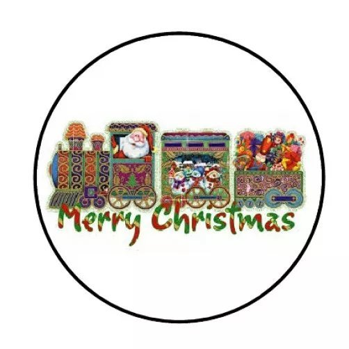 Merry Christmas Train Envelope Seals Labels 48 Stickers 1.2" Round