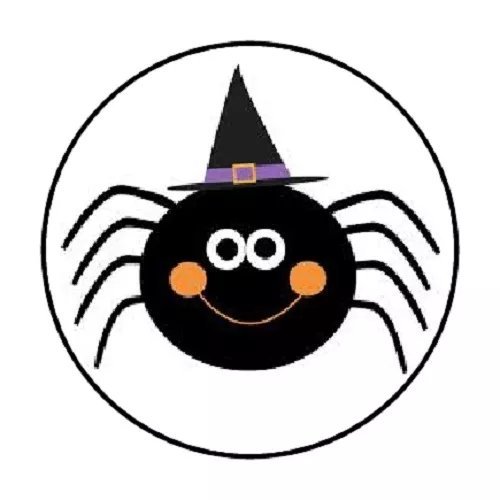 Halloween Witch Spider Envelope Seals Labels 48 Stickers 1.2" Round