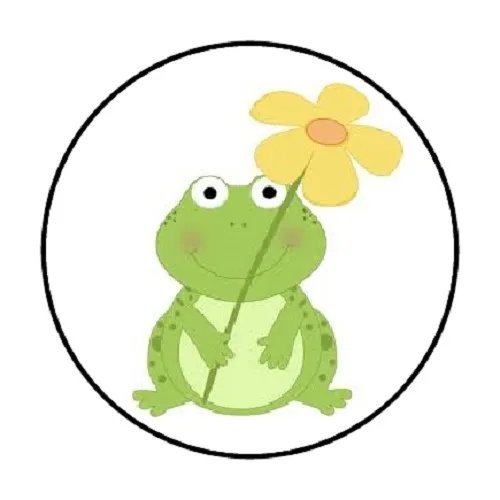 Cute Frog Flower Envelope Seals Labels 48 Stickers 1.2" Round