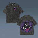 Streetwear Y2K Japanese Anime Pokemon Gengar Ghost Black Short Sleeve T-Shirt Men Women Tee