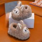 Cute Anime Light Brown Labubu Indoor Slippers Adult Kids Warm Shoes Home