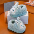 Cute Anime Blue Labubu Indoor Slippers Adult Kids Warm Shoes Home