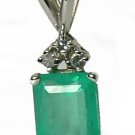 PRETTY COLOMBIAN EMERALD  PENDANT 14 K W GOLD 2.20 CTS