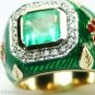 Custom! Emerald Diamond & Enamel Ring 3.0cts
