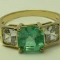 Colombian Emerald & Gold Ring with Russian CZ's