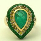 Fab! Colombian Emerald Enamel & Diamond Ring 3.20cts