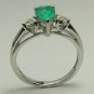 Natural Colombian Emerald & Diamond Ring White Gold 1ct