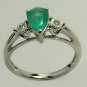 Natural Colombian Emerald & Diamond Ring White Gold 1ct