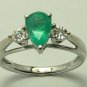 Natural Colombian Emerald & Diamond Ring White Gold 1ct