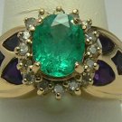 Unique Colombian Emerald Diamond & Amethyst Ring