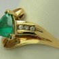 UNIQUE COLOMBIAN EMERALD TRILLION & DIAMOND RING