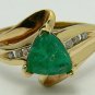 UNIQUE COLOMBIAN EMERALD TRILLION & DIAMOND RING