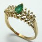 COLOMBIAN EMERALD MARQUISE & DIAMOND RING .30 CTS