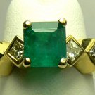 Modern! Colombian Emerald & Diamond Ring 2.40tcw