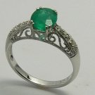 Delicate Colombian Emerald & Diamond Ring 1ct