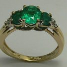 Natural Colombian Emerald 3 Stone & Diamond Ring 1.40ct