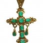 COLOMBIAN EMERALD CROSS 14K REPLICA FROM THE ATTOCHA