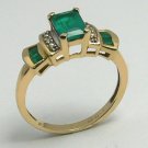 COLOMBIAN EMERALD & DIAMOND RING 14K GOLD .62 CTS