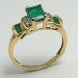 COLOMBIAN EMERALD & DIAMOND RING 14K GOLD .62 CTS