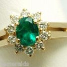 OVAL COLOMBIAN EMERALD& DIAMOND RING .80 CTS