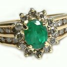 COLOMBIAN EMERALD & DIAMOND RING .35CT 14K YELLOW GOLD