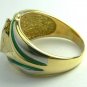 RETRO COLOMBIAN EMERALD GOLD & ENAMEL RING