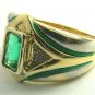 RETRO COLOMBIAN EMERALD GOLD & ENAMEL RING
