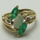 GREAT! Colombian Emerald & Opal Marquise Ring 60pts