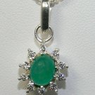 NATURAL COLOMBIAN EMERALD CABOCHON SILVER PENDANT