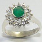 NATURAL COLOMBIAN EMERALD CABOCHON SILVER RING