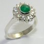 NATURAL COLOMBIAN EMERALD CABOCHON SILVER RING
