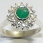 NATURAL COLOMBIAN EMERALD CABOCHON SILVER RING