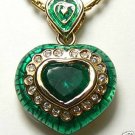 COLOMBIAN EMERALD HEART & ENAMEL PENDANT 2.10 CTS