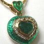 COLOMBIAN EMERALD HEART & ENAMEL PENDANT 2.10 CTS