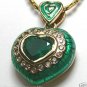 COLOMBIAN EMERALD HEART & ENAMEL PENDANT 2.10 CTS