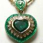 COLOMBIAN EMERALD HEART & ENAMEL PENDANT 2.10 CTS