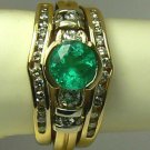 Glistening! Colombian Emerald & Diamond Wedding Set 2ct