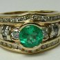 Glistening! Colombian Emerald & Diamond Wedding Set 2ct
