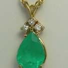Spectacular Natural Colombian Emerald & Diamond Pendant