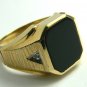 ELEGANT BLACK ONYX DIAMOND & GOLD MENS RING