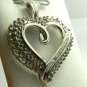 SPARKLING DIAMOND HEART PENDANT 14K WHITE GOLD 1CT