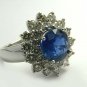 Impressive! Royal Blue Sapphire & Diamond Ring