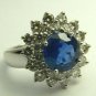 Impressive! Royal Blue Sapphire & Diamond Ring