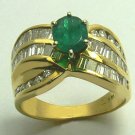 GLITTERING COLOMBIAN EMERALD & DIAMOND RING .90CTS