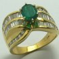 GLITTERING COLOMBIAN EMERALD & DIAMOND RING .90CTS